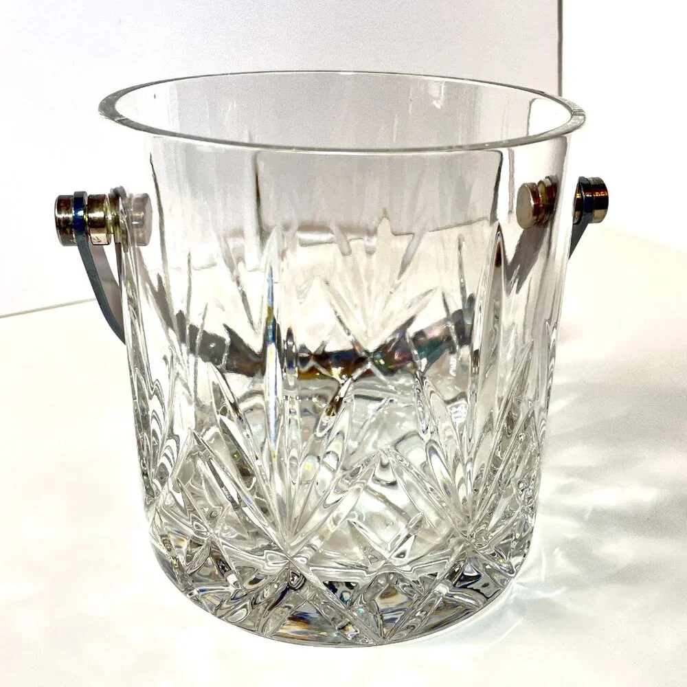VTG Handcut Crystal Ice Bucket by Samobor 24% Lead Crystal made in Yugoslavia